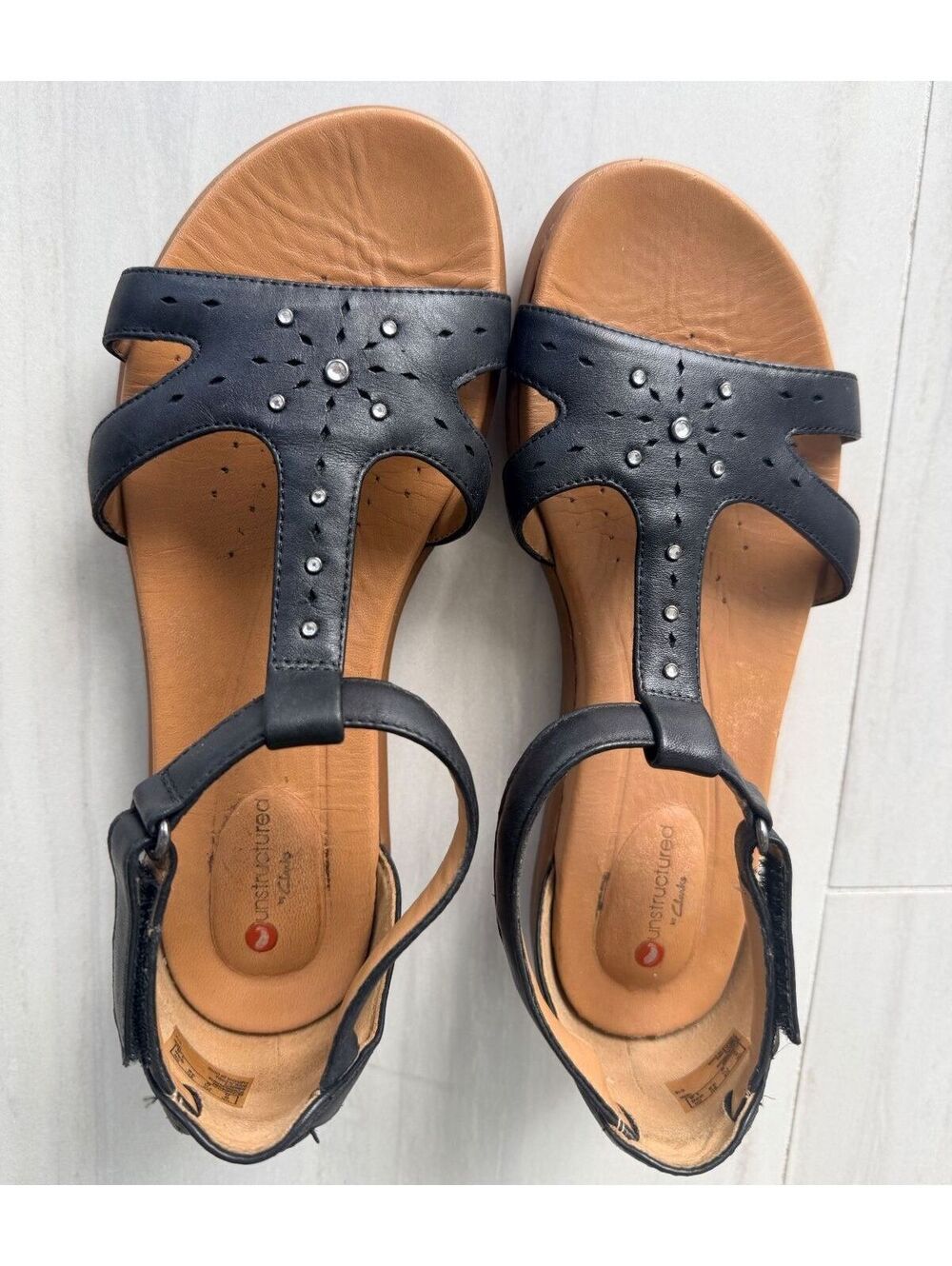 Unstructured by Clarks Black Strappy Comfort Sandals